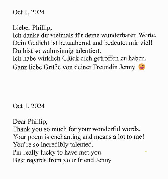 Testimonial from Jenny about poem